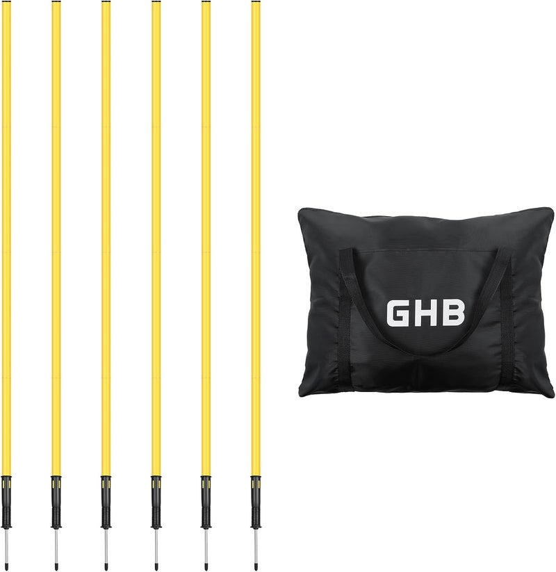 GHB Agility Poles 6 Pack 6ft Sports Soccer Training Poles,Detachable Speed Training Equipment Football Accessories - Image 1